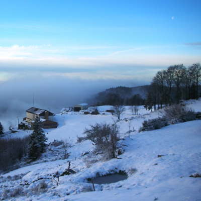 france neige montage paysage brume